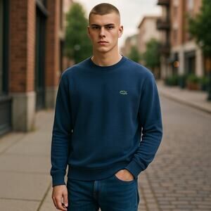 Mens Lacoste Classic Crew Neck Sweater Blue Large